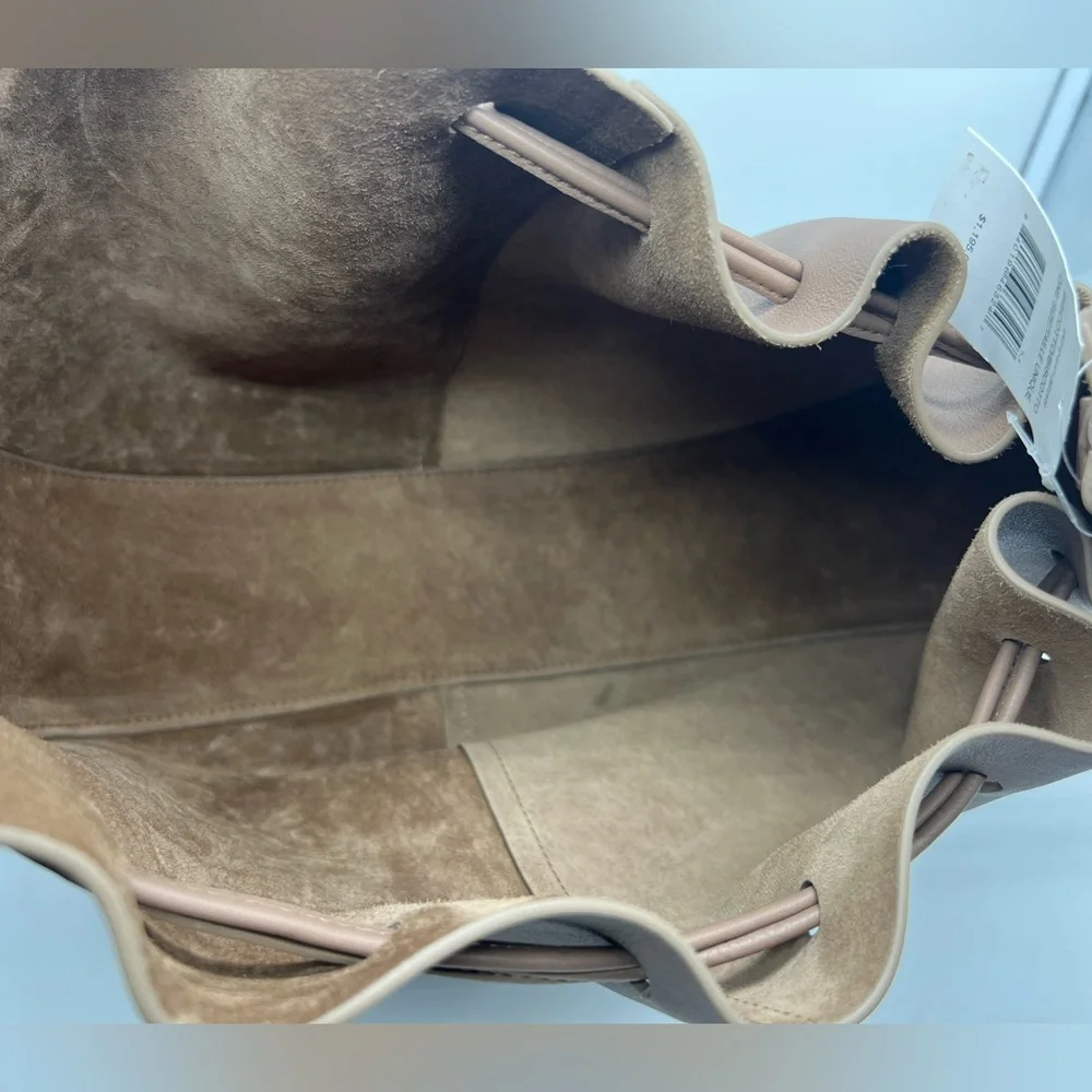 NWT MANSUR GAVRIEL Flores Biscotto Nude Leather Double Drawstring Shoulder Bag - Picture 14 of 16